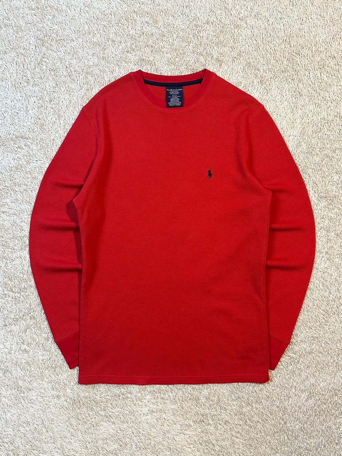 폴로 랄프로렌 와플 니트 롱슬리브 긴팔 레드 상품이미지1