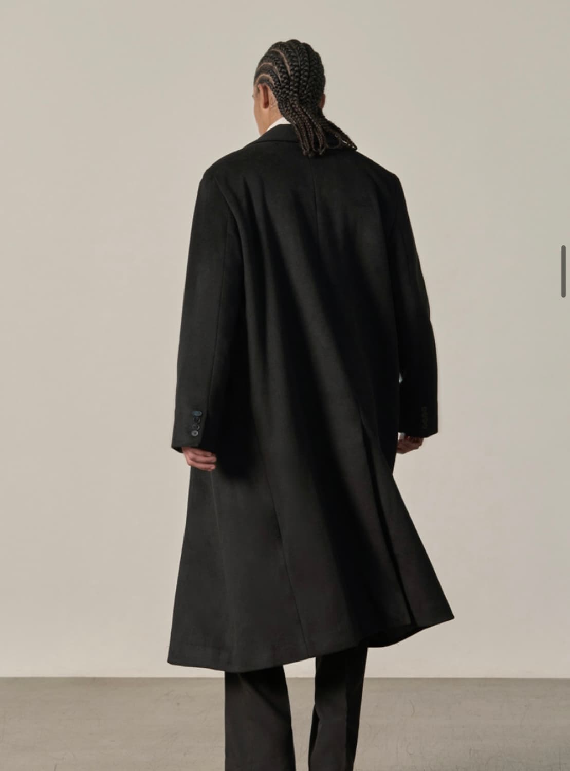 효지 엑스트라 롱 더블 트임 코트 BLACK 상품이미지5