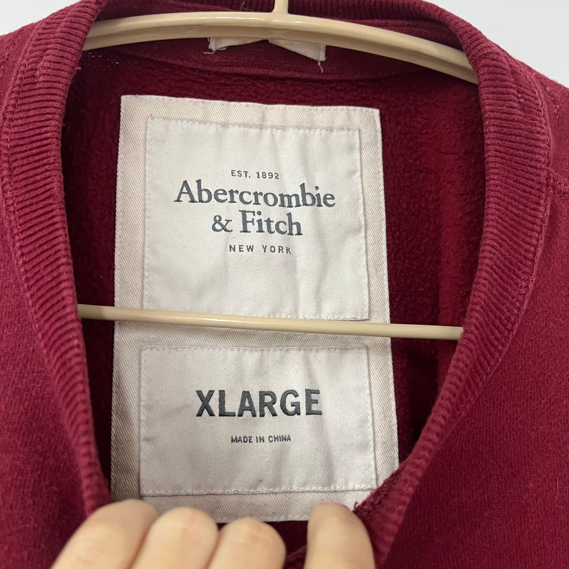 아베크롬비 자수로고 버건디 맨투맨 상품이미지5
