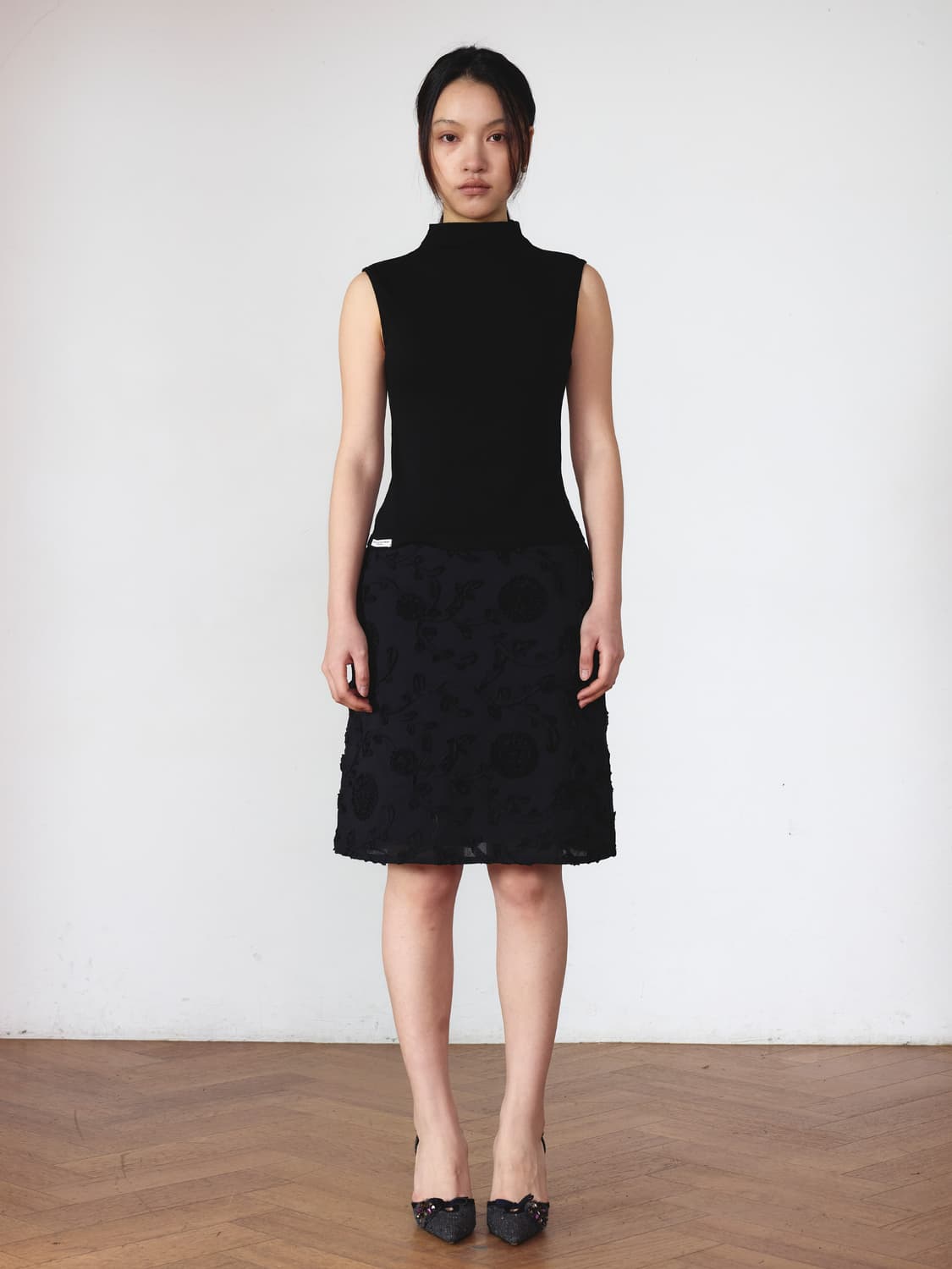 AMORSHAEE FLORAL MIDI SKIRT BK 상품이미지2