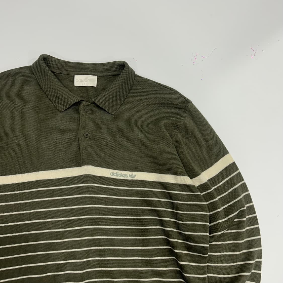 Adidas 아디다스 스몰로고 카키 카라 니트 상품이미지4