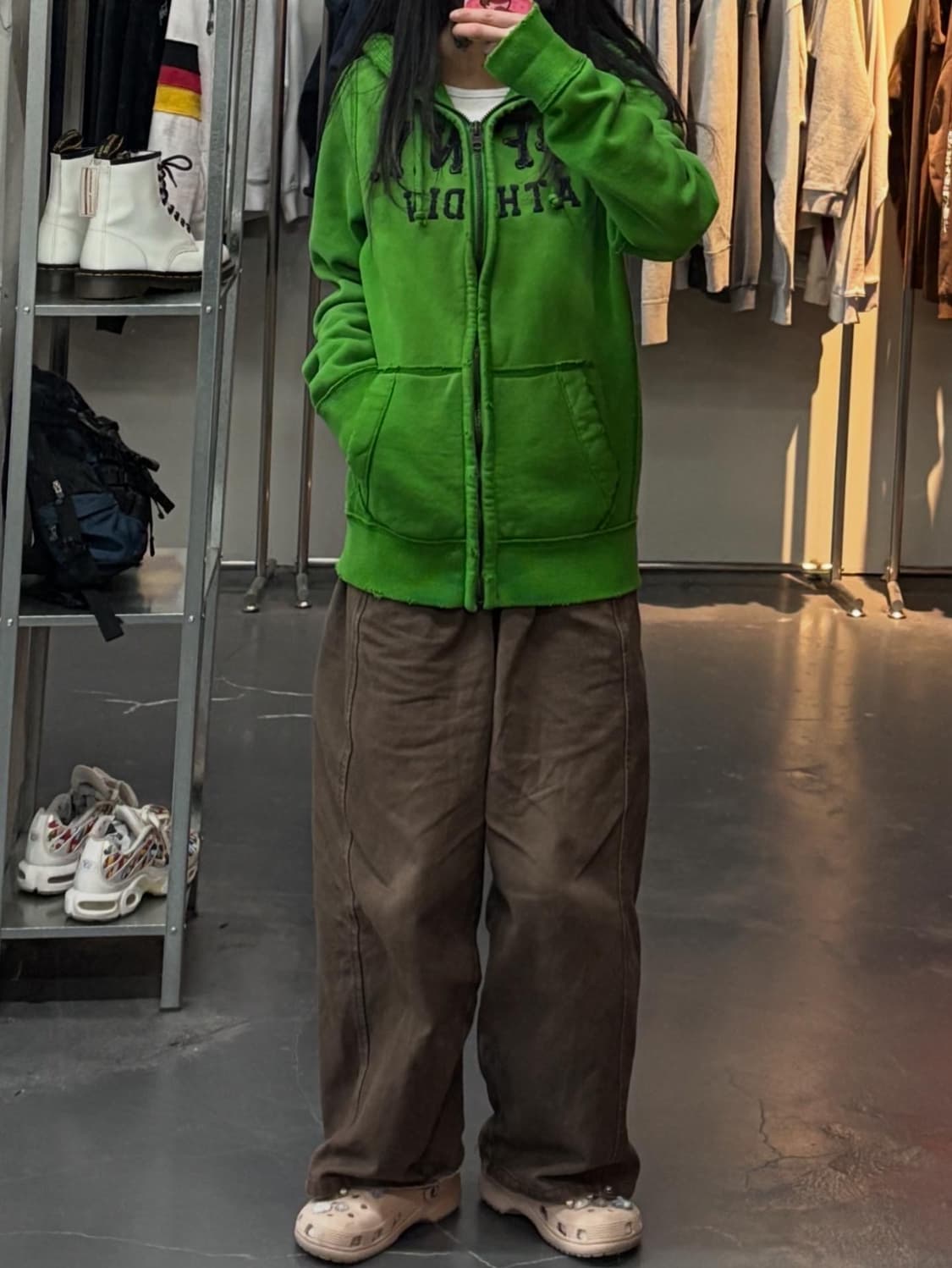 아베크롬비 센터 패치로고 그린 후드집업 A3227 상품이미지1