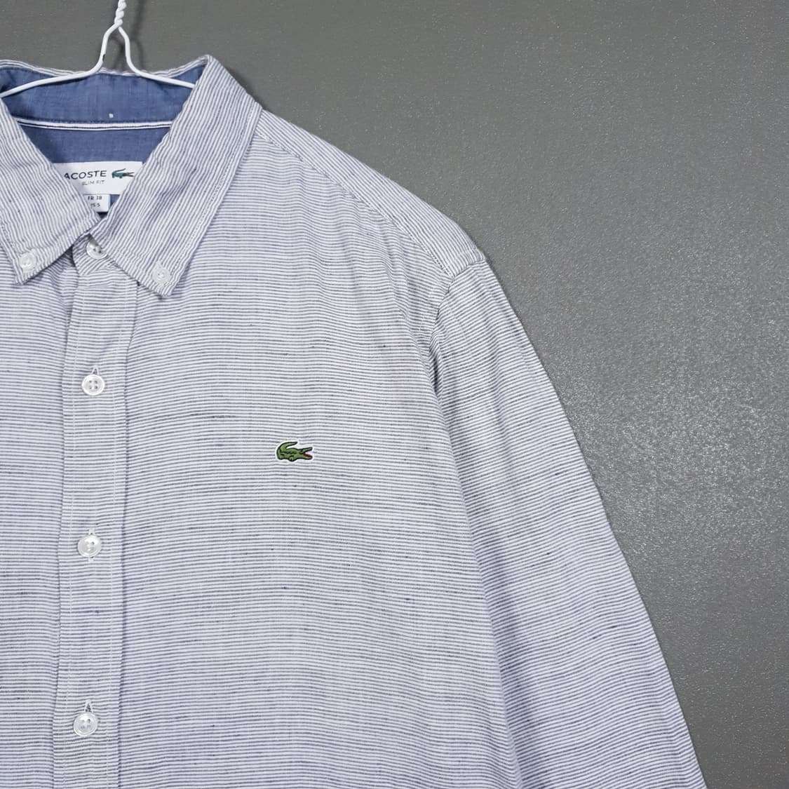 95) 라코스테 신형 크록 가로 스트라이프 코튼 린넨 셔츠 버트다운 남방 상품이미지2