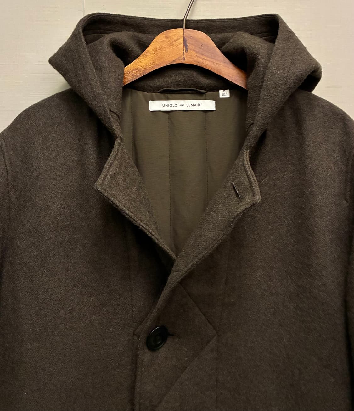 (M/100)JPN 유니클로 x 르메르 울 블렌드 후드 코트 올리브 상품이미지4