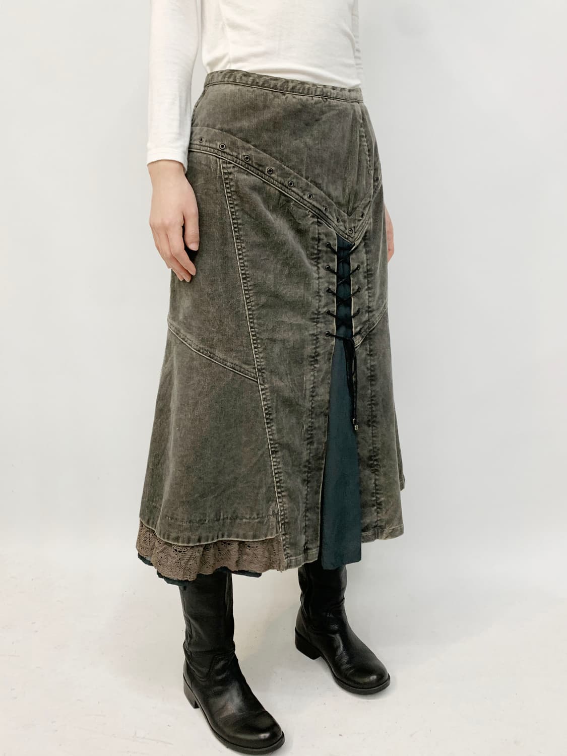  VISTA FIORE 코듀로이 레이스업 스커트 상품이미지2