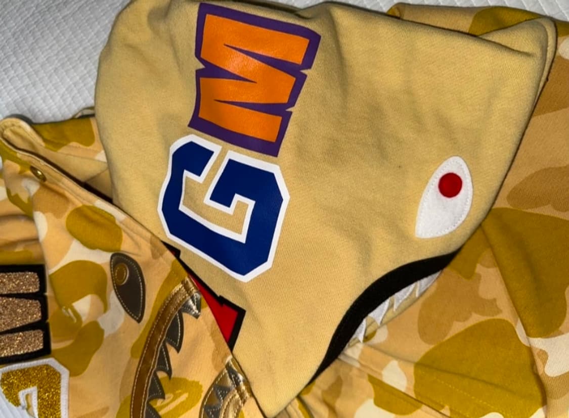 베이프 컬러 카모 더블샤크 후드 옐로우 L size 상품이미지3