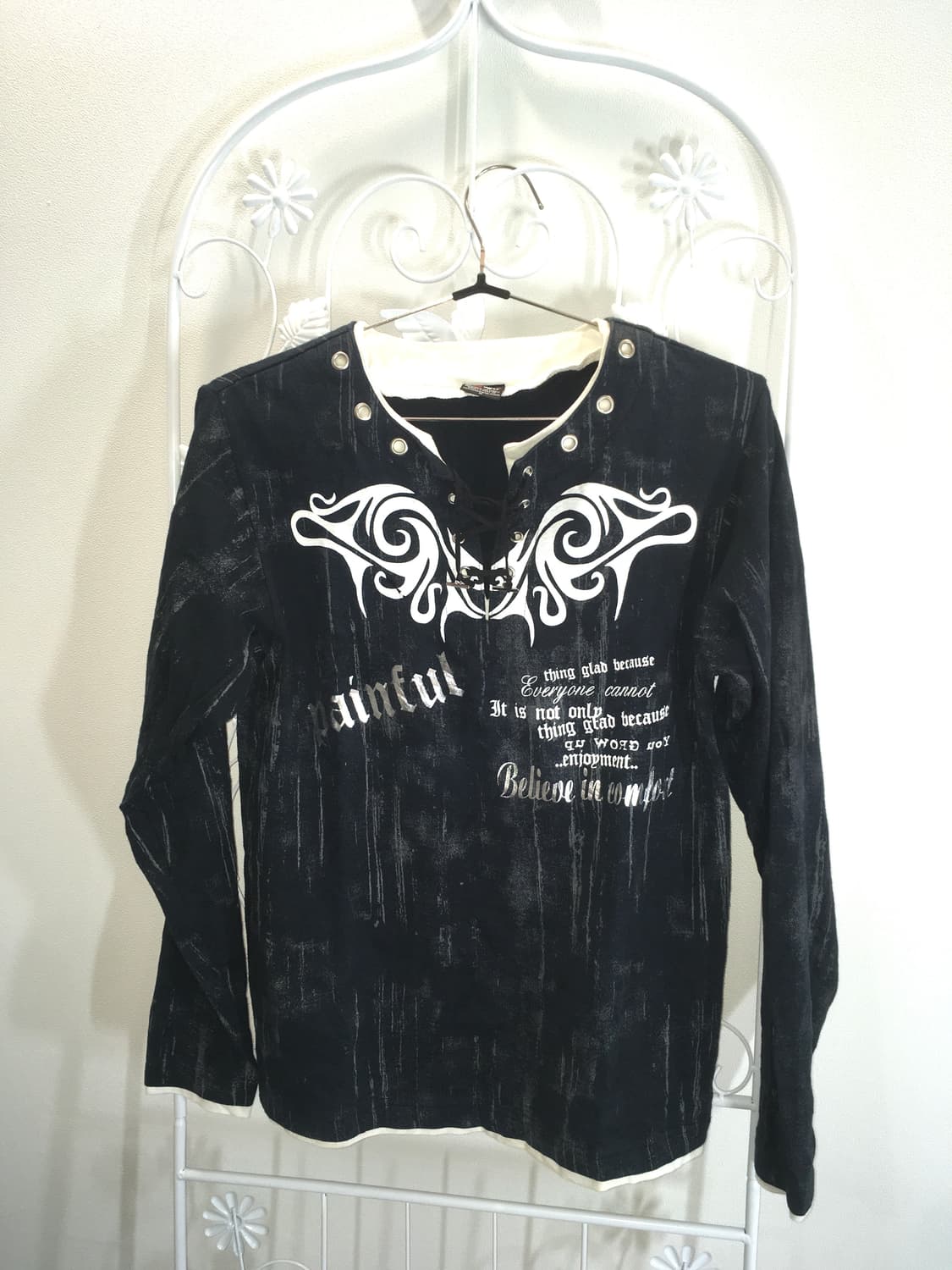 jpn vintage punk eyelet printing long sl 상품이미지1