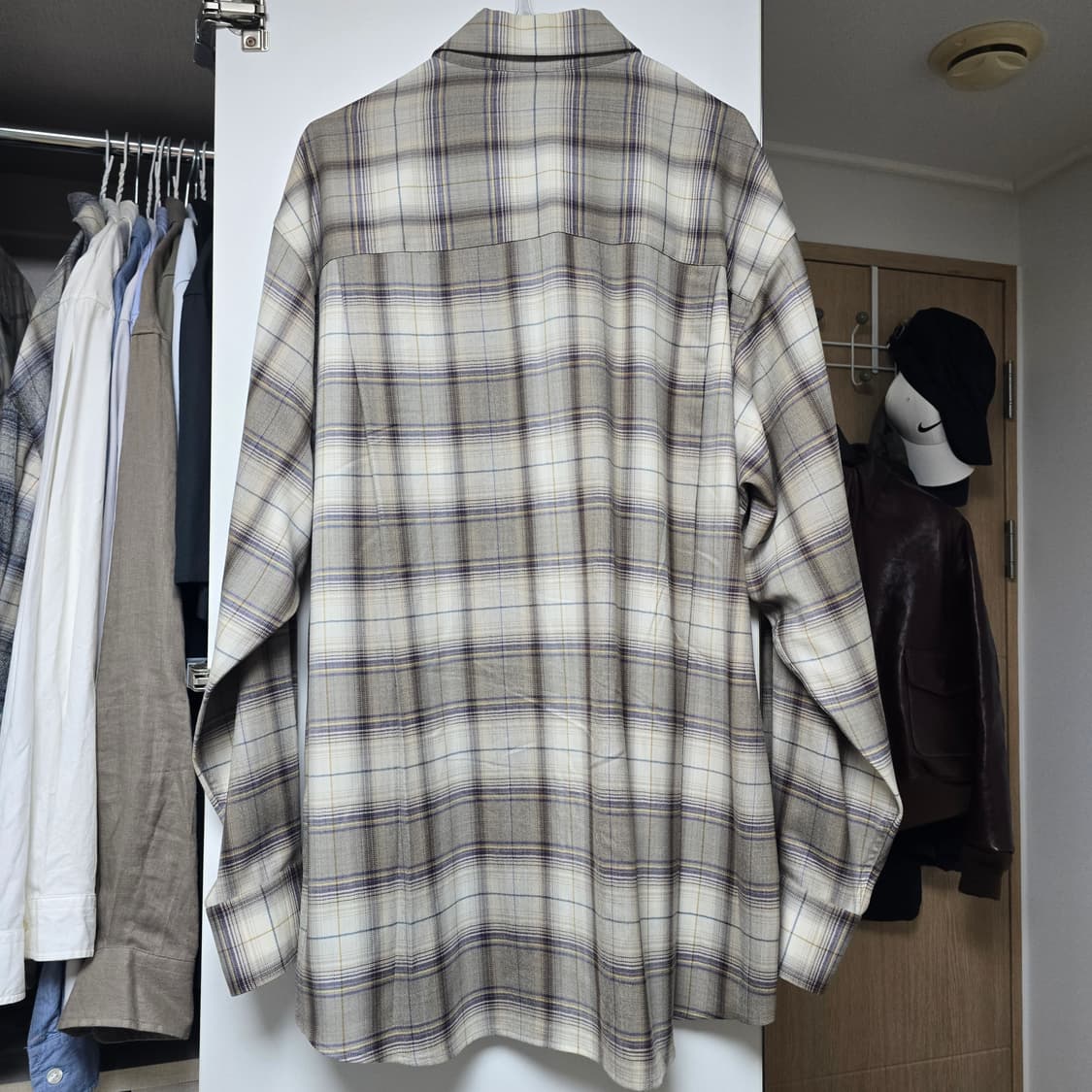 23aw 오라리 울 체크셔츠 브라운 4 상품이미지2