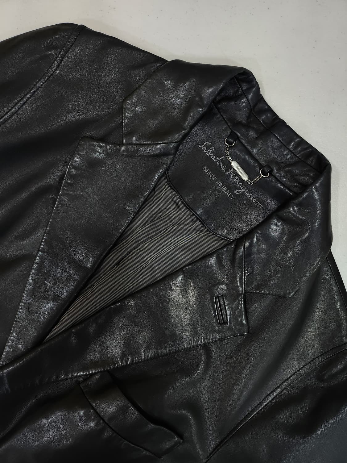 살바토레 페레가모 램스킨 블랙 가죽자켓 46 상품이미지1