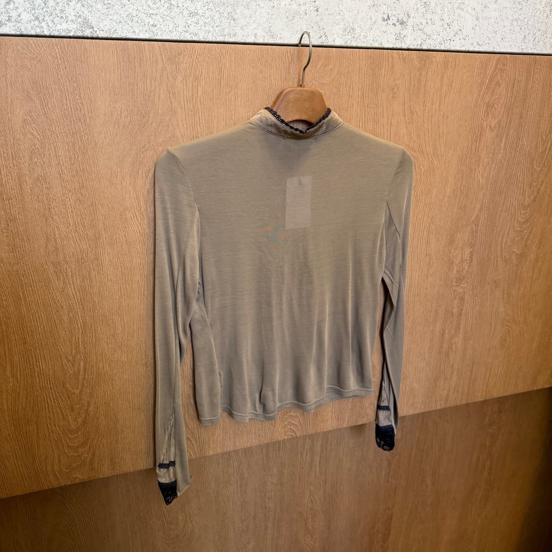 빈티지 롱슬리브 블라우스 블랙 레이스 디테일 루즈핏 브라운 상품이미지2
