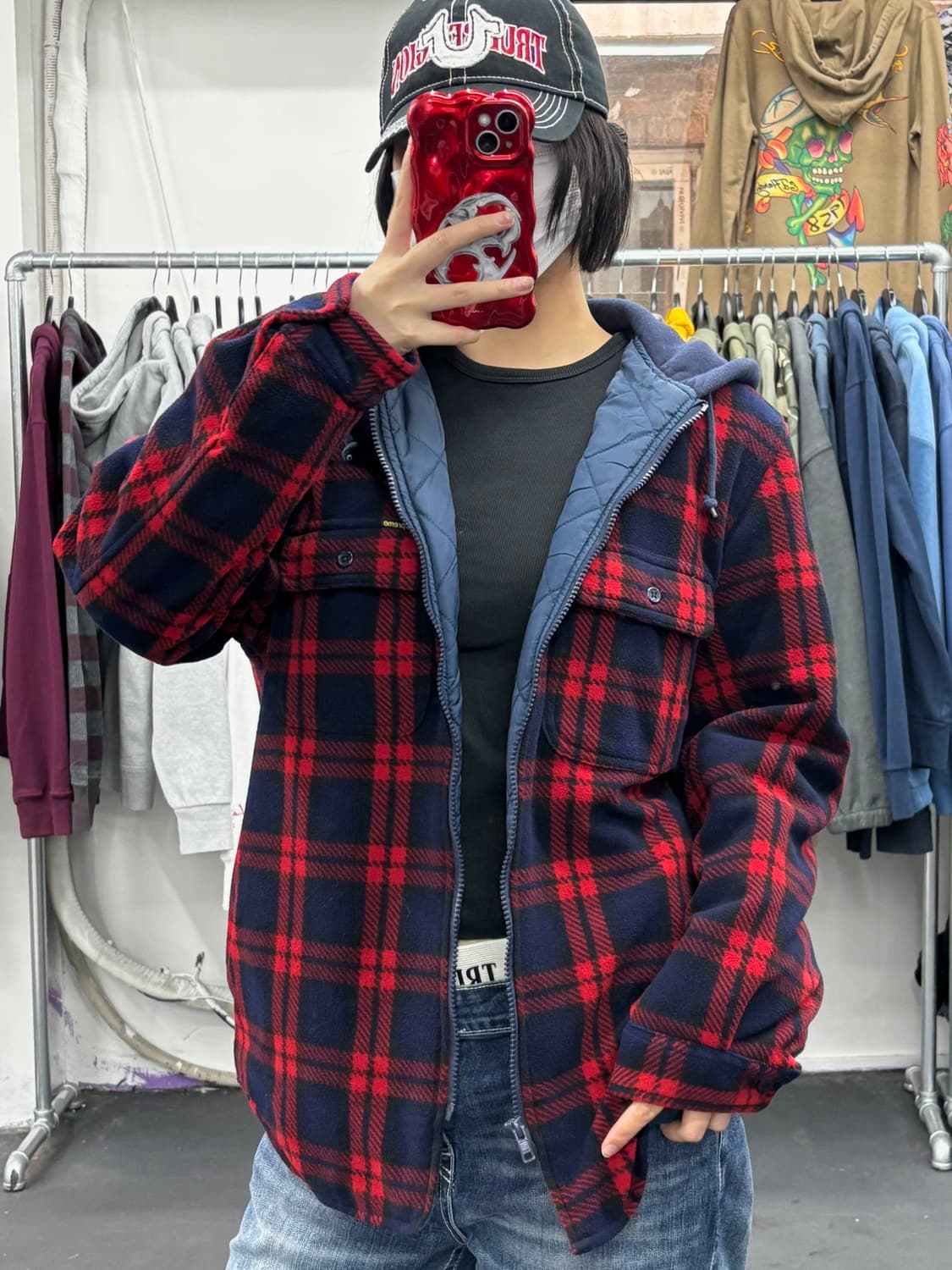 슈프림 퀼팅 체크 후드 자켓 상품이미지2