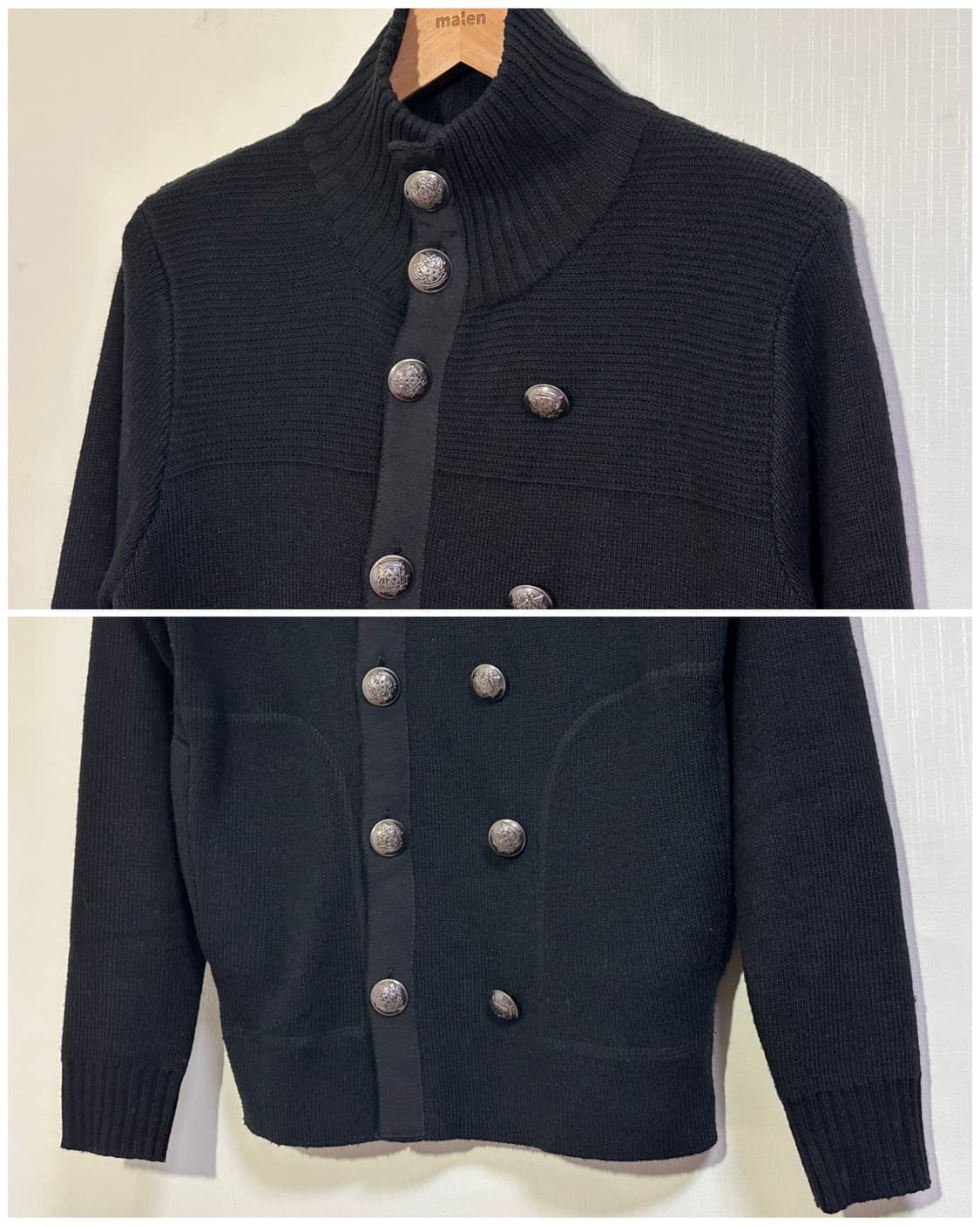 돌체앤가바나 나폴레옹 엔틱버튼 니트 가디건 M(100)/블랙 상품이미지2