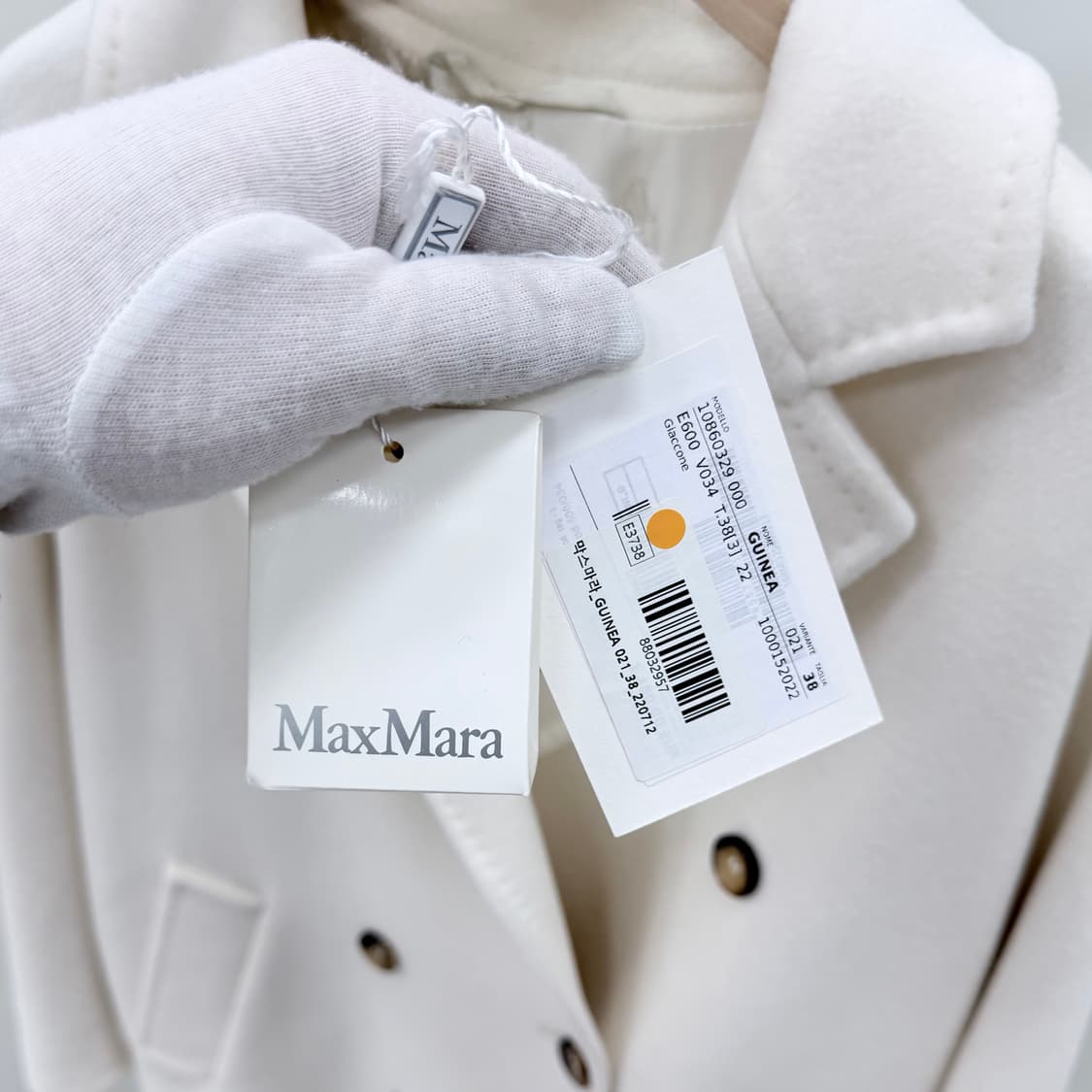 [S+급/38] 막스마라 울 캐시미어 더블 코트 자켓 화이트 상품이미지8