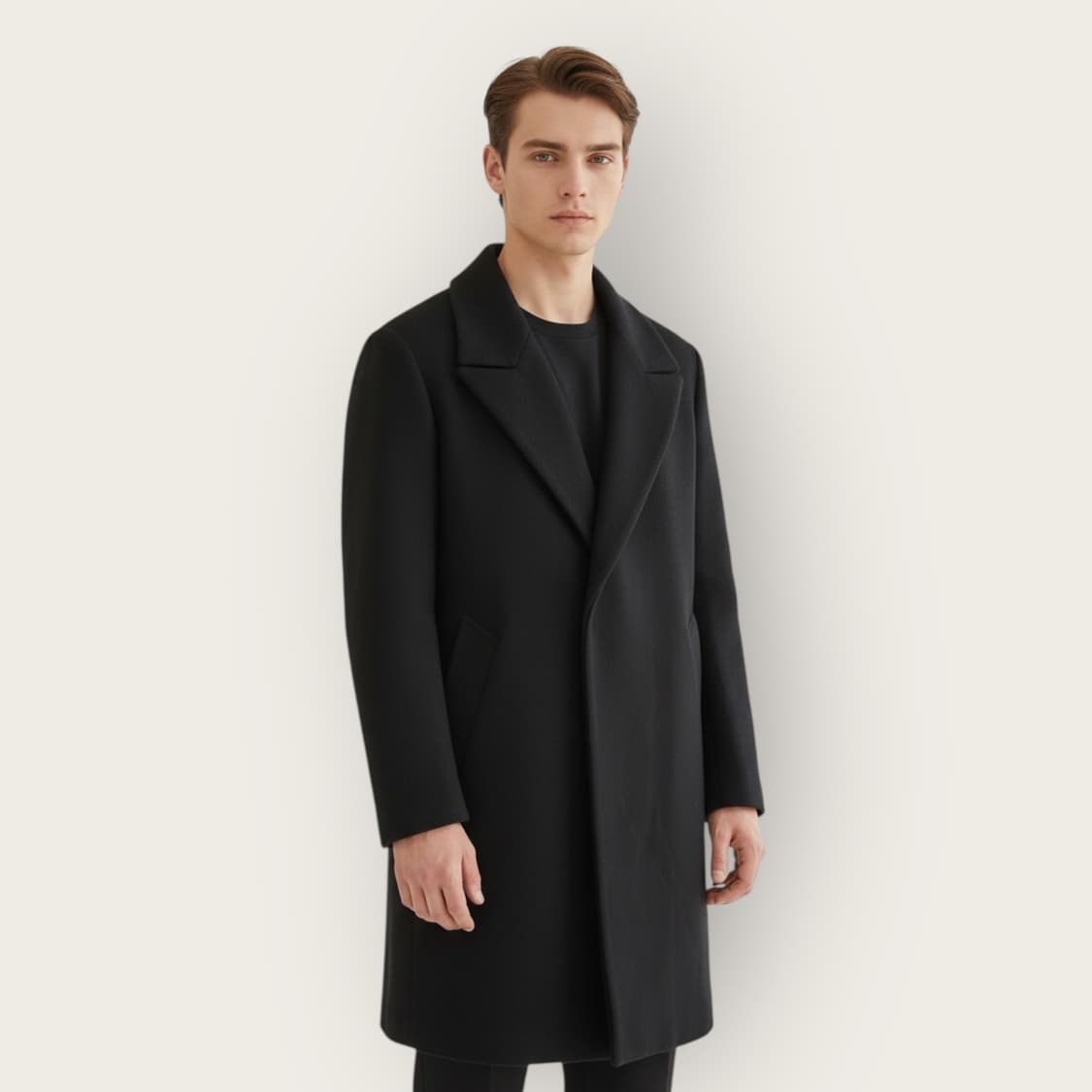 100~105/ 시스템옴므 핸드메이드 캐시미어 블렌딩 링 디테일 코트 상품이미지1