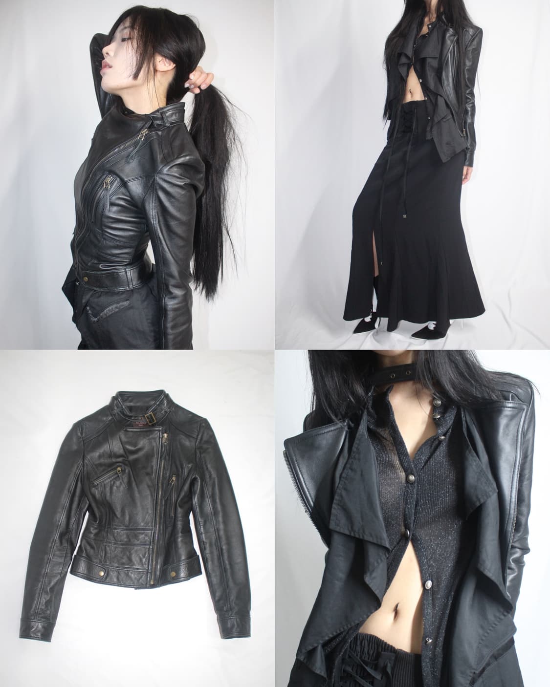 Leather skin-black diagonal lamb jacket 상품이미지7