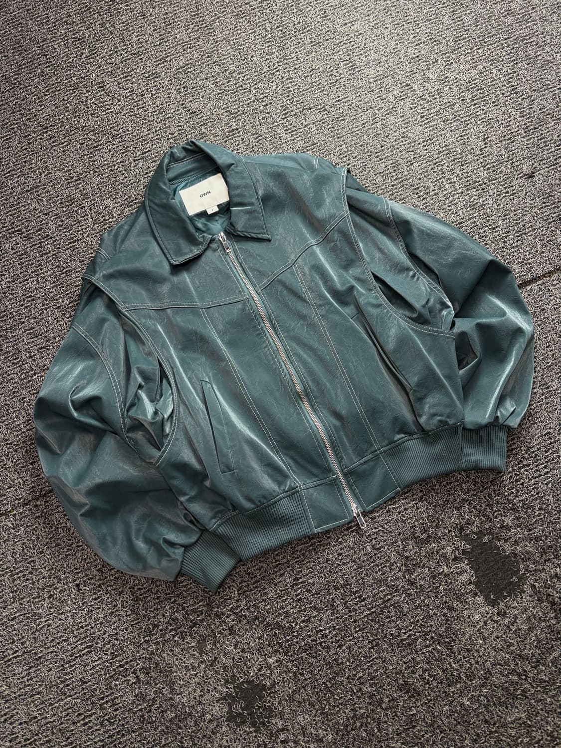 빈티지 바이퍼 절개 스티치 비건 레더 자켓 3092 상품이미지1