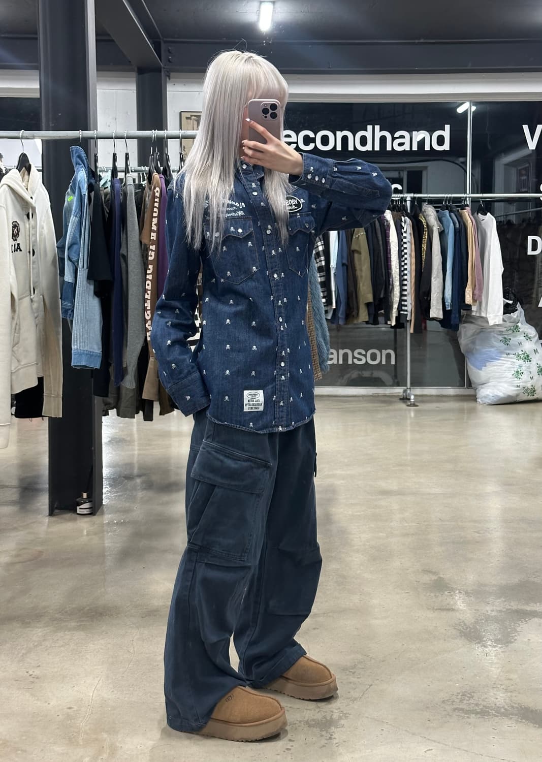 벤슨 스컬 데님 셔츠 상품이미지3