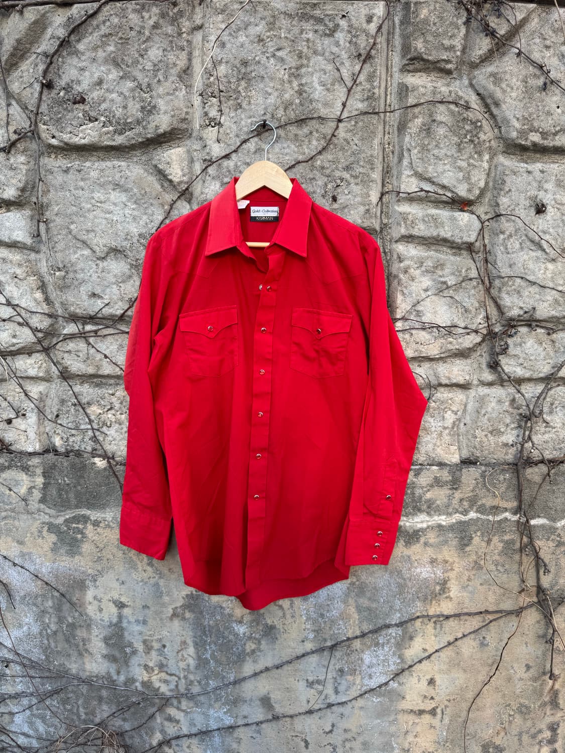 80s karman usa 빈티지 페이딩 웨스턴 셔츠 레드 상품이미지1