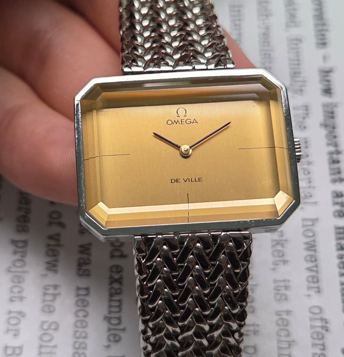 레어] 빈티지 오메가 드빌 사각탱크 샴골판 각유리 남성용 브레이슬릿 ve 상품이미지1