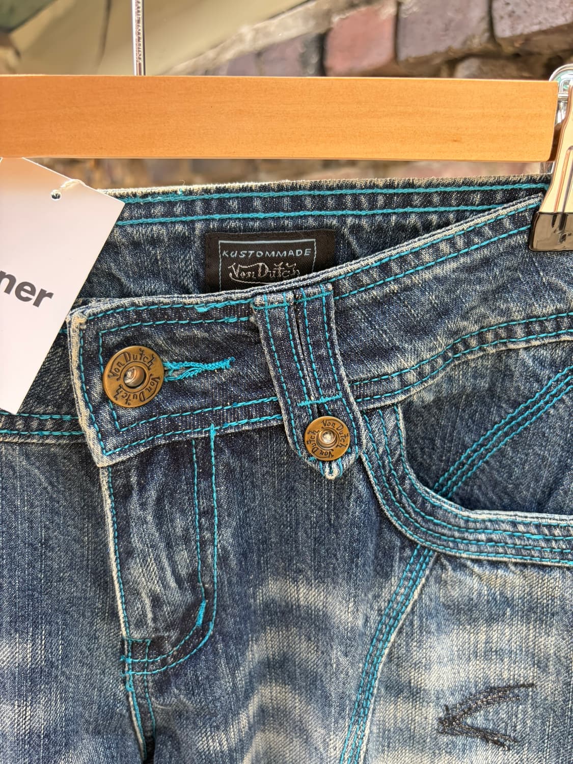 Von Dutch y2k 로고 스티치 플레어 데님 상품이미지4