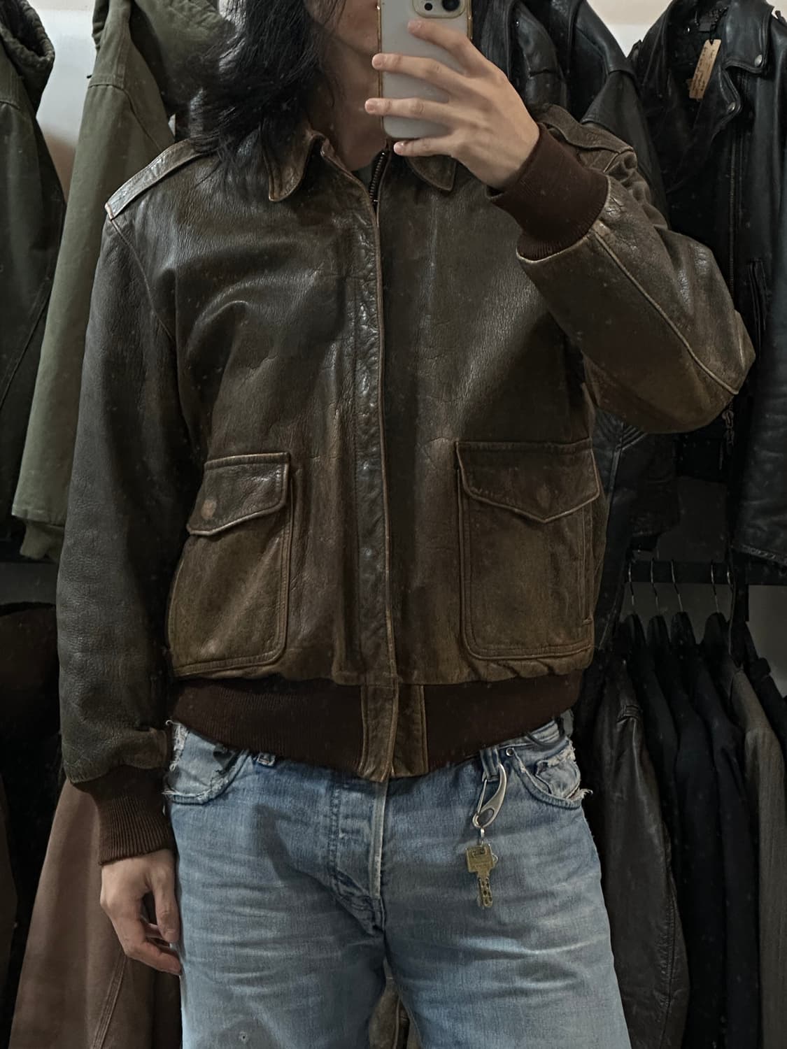 80's USA Made 엘엘빈 고트스킨 A2 봄버 자켓 상품이미지2