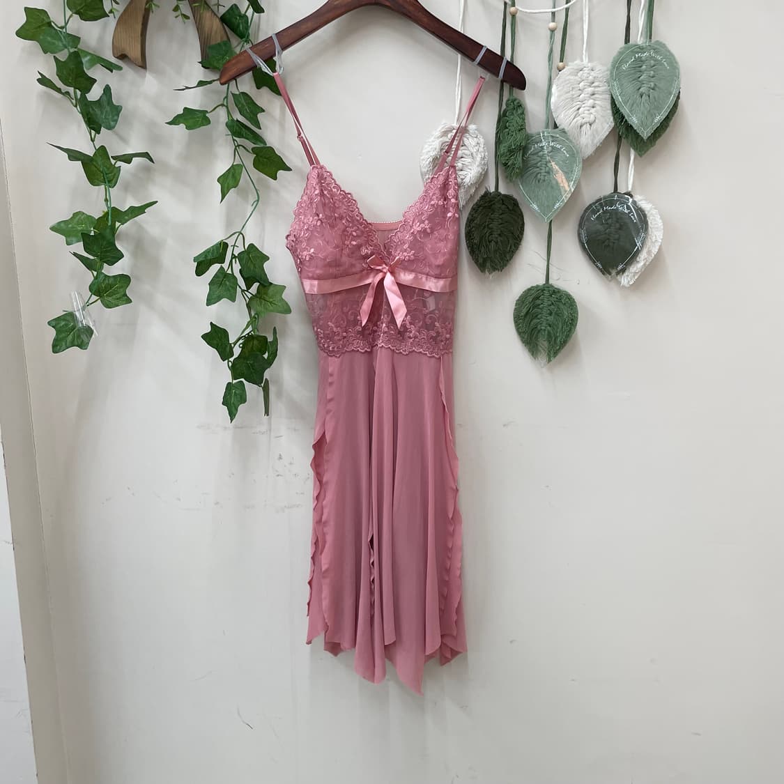 핑크 리본 디테일 슬립 상품이미지1