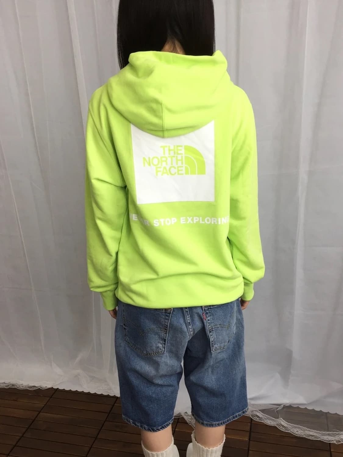 TNF Back Square Logo Lime Hoodie 상품이미지2