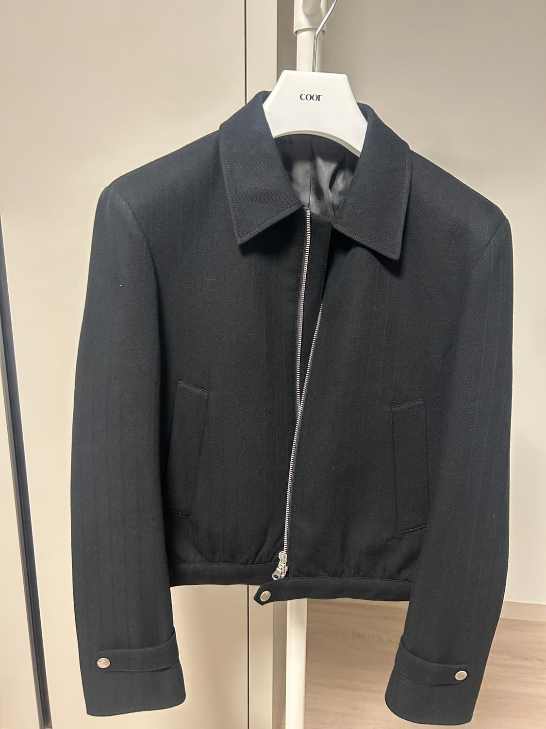 쿠어 헤링본 스트라이프 울 크롭 점퍼 s 상품이미지3