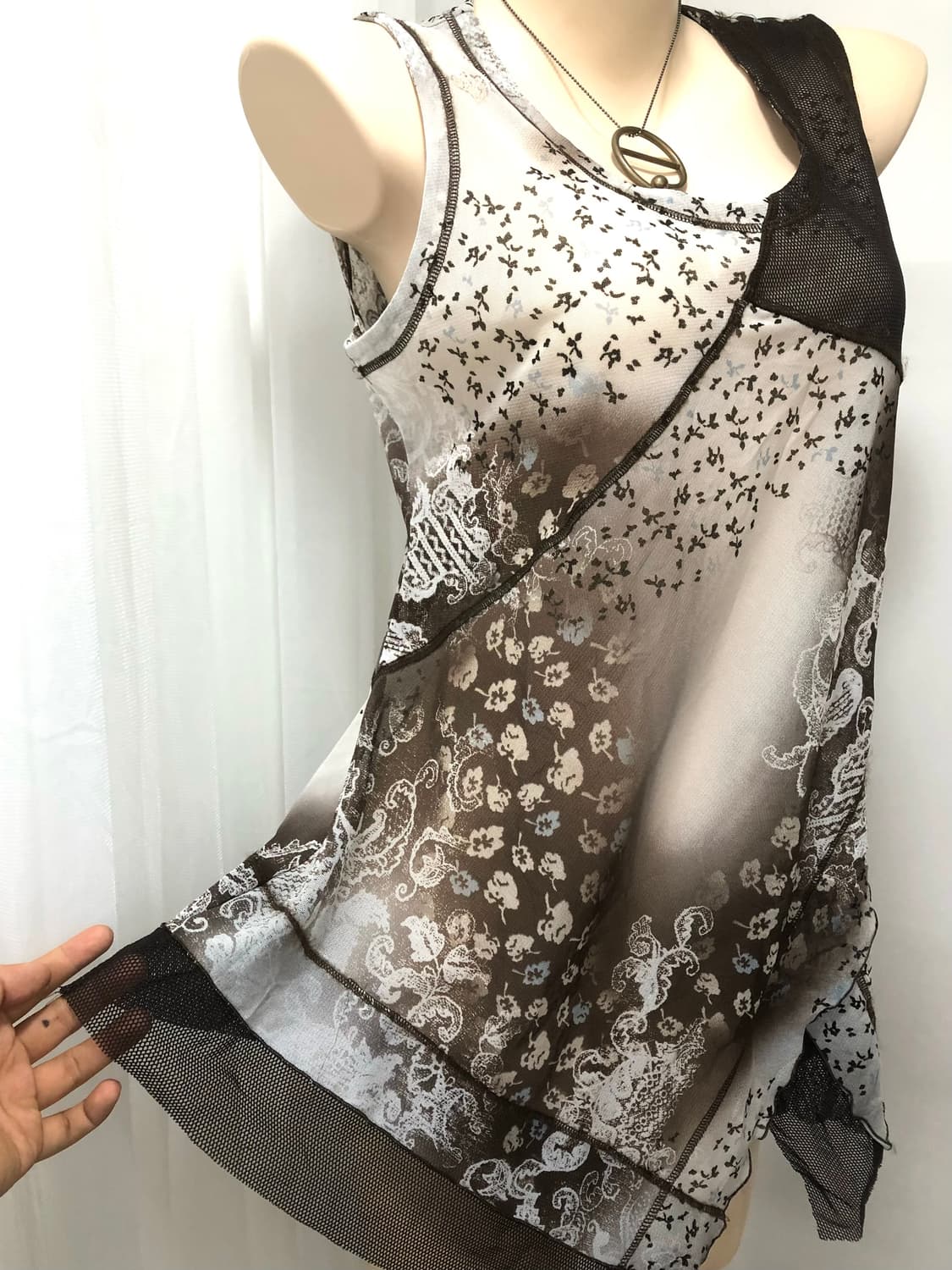 grunge fairy printed lace mesh sleeveles 상품이미지4