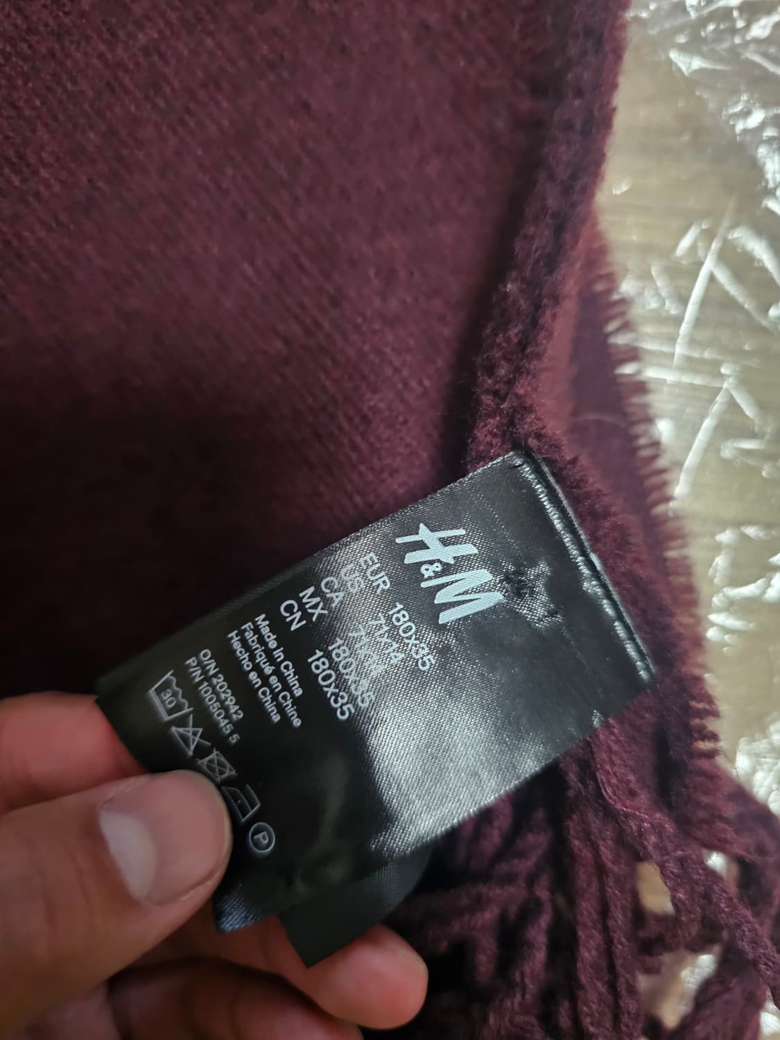 H&M 버건디 목도리 상품이미지2