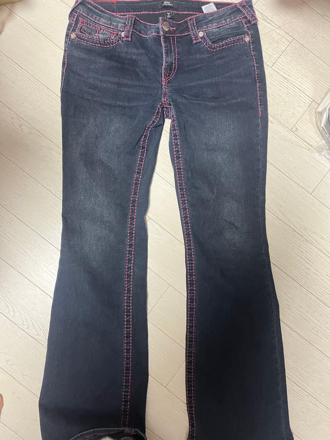 트루릴리젼 핑크스티치 부츠컷 팬츠 갸루 y2k 상품이미지5