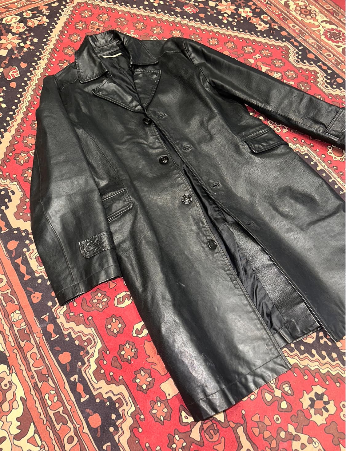 ( M-L ) 가죽코트 가죽카코트 가죽롱자켓 레더자켓 가죽하프자켓 상품이미지6