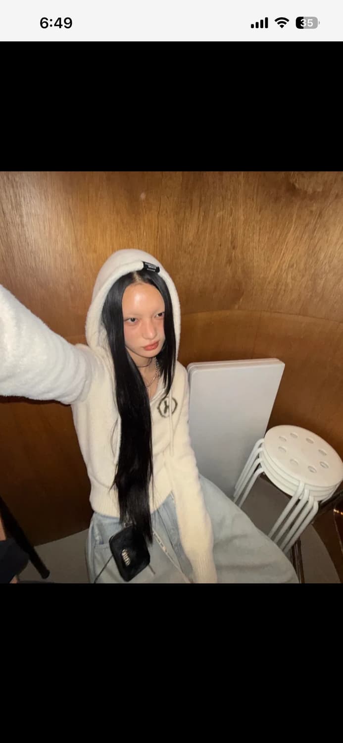 미스테리어스호텔 퍼 니트 후드집업 아이보리 상품이미지2