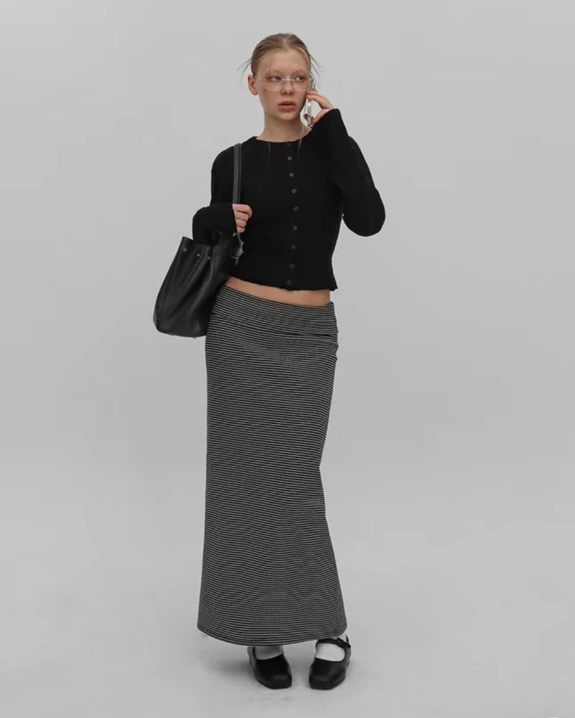 블랙업 폴딩 롱스커트 상품이미지3