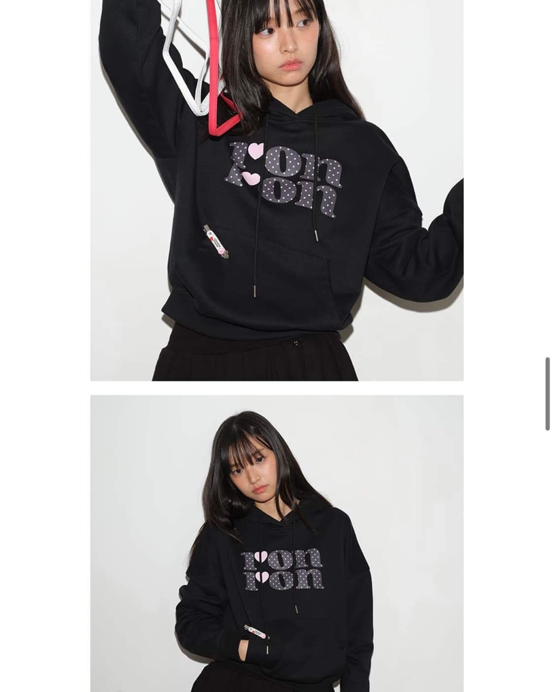 론론 DOT LOGO CROP HOODIE BLACK 상품이미지1