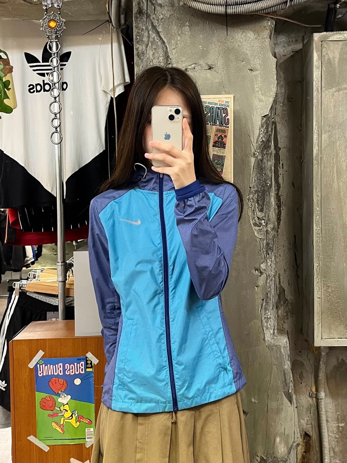 나이키 깅엄체크 바람막이 퍼플 S #csz479 상품이미지2