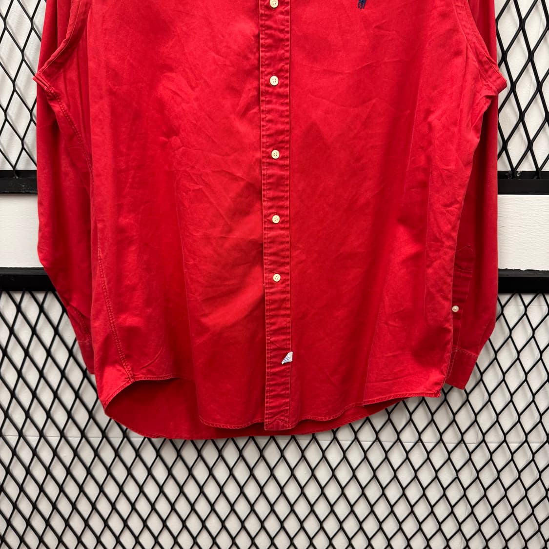 폴로 랄프로렌 솔리드 긴팔 셔츠 네이비 포니 포인트 레드 상품이미지4