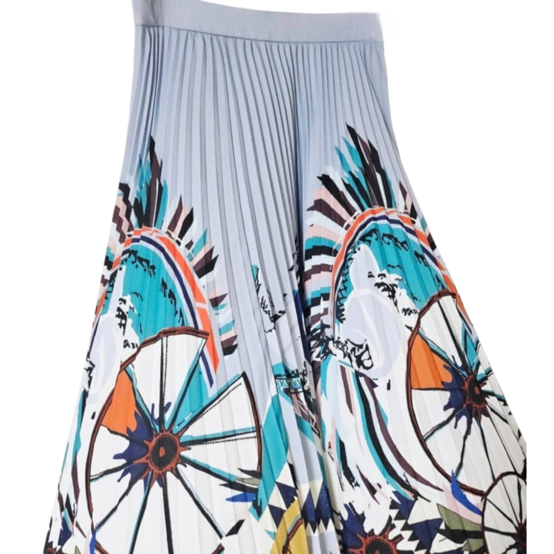 쉬즈미스 블루 기하학 패턴 플리츠 롱 스커트 55 상품이미지8