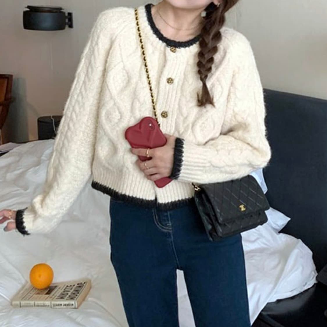 더오픈(THE OPEN) 케이블 니트가디건 프리사이즈 새상품 상품이미지1