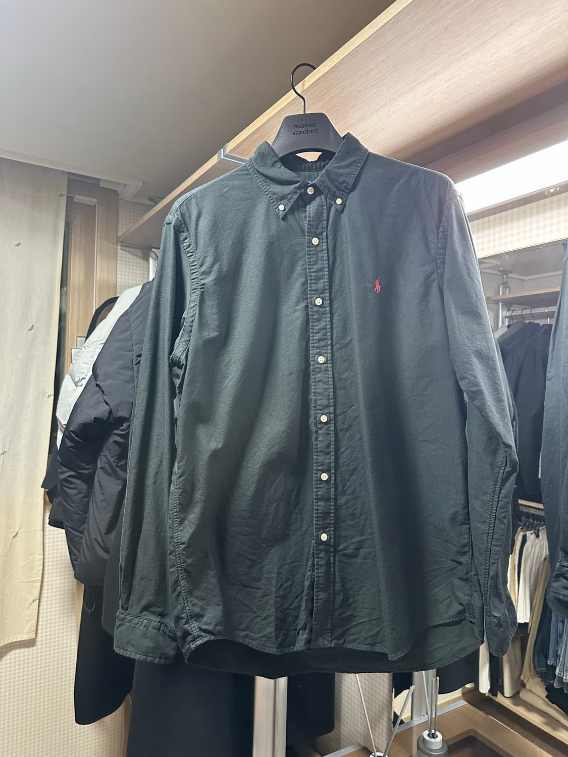 L 폴로랄프로렌 가먼트다이 옥스포드셔츠 클래식핏 블랙 상품이미지1