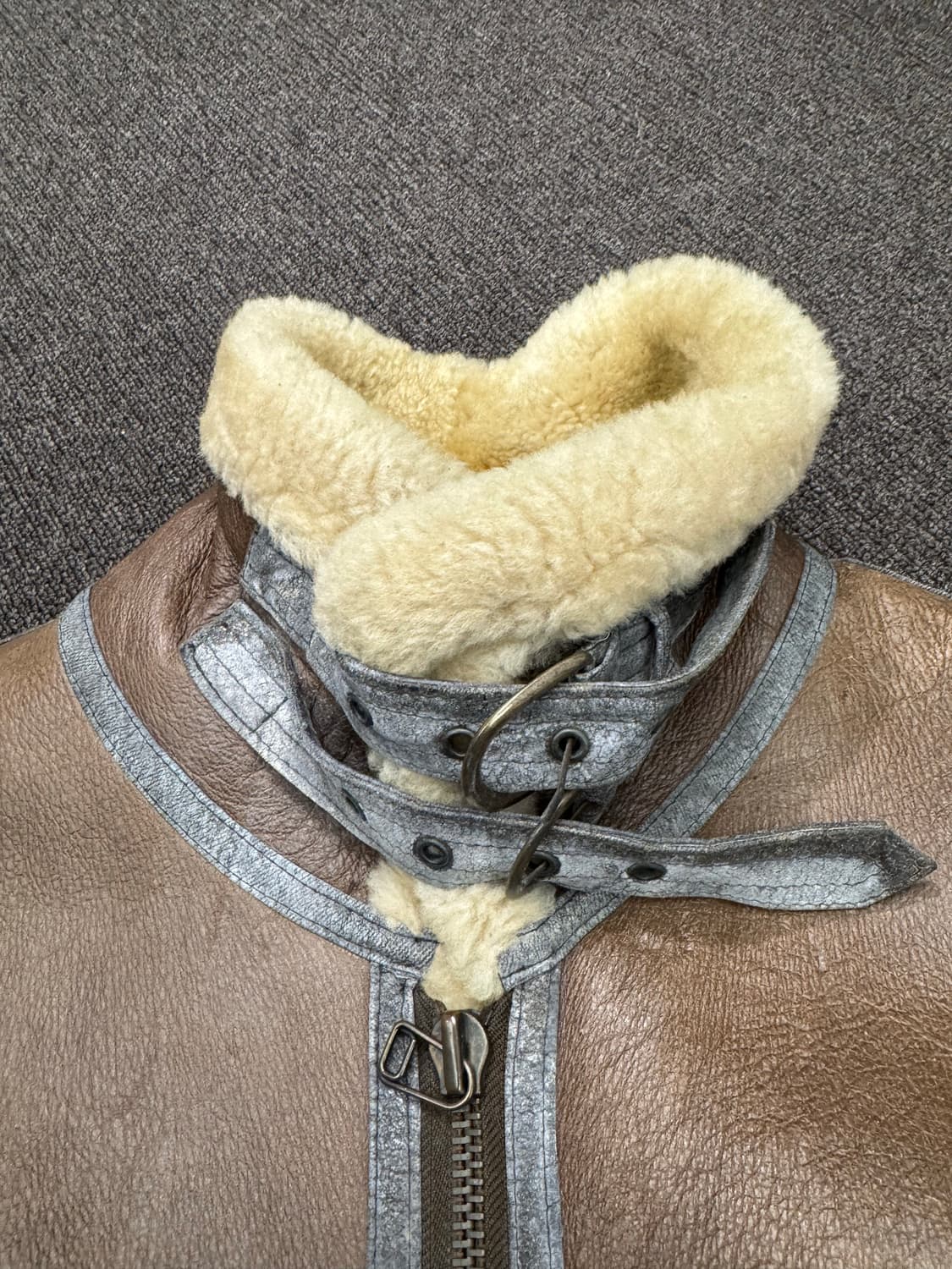 L)B-3 빈티지 램 스킨 브라운 무스탕 상품이미지4