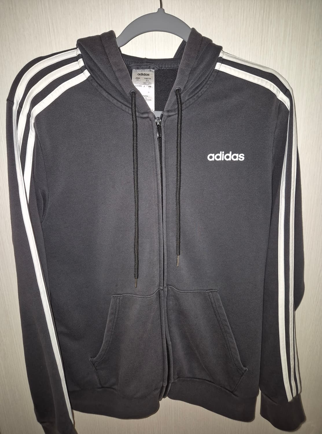 아디다스 블랙 사이드라인 삼선 후드집업 XL 상품이미지2
