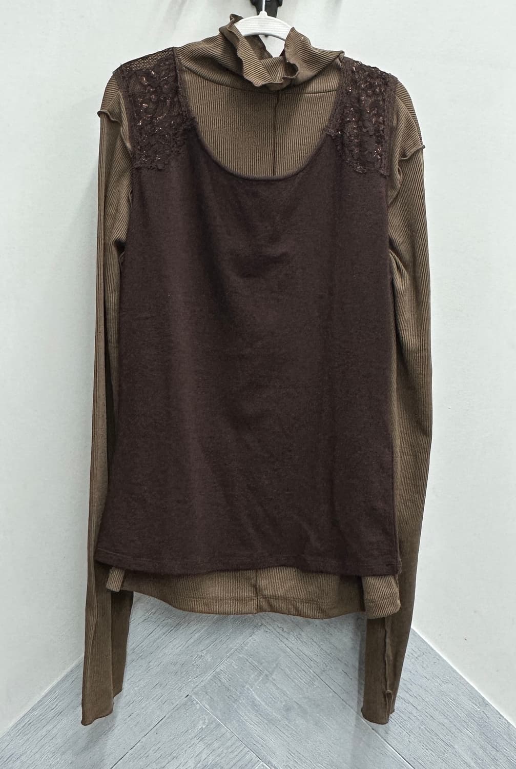 🤎하구미의 브라운 라떼갸루 코디세트🤎 레이어드 캉캉 스커트 그런지 상품이미지3