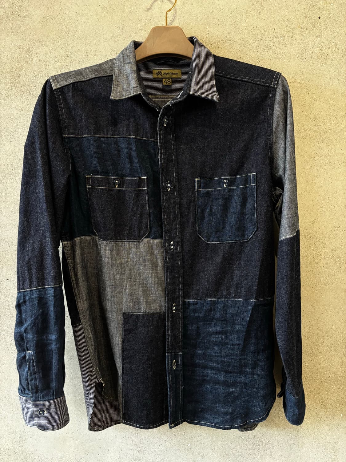 나이젤 카본(Nigel Cabourn) 패치워크 인디고 셔츠 상품이미지1