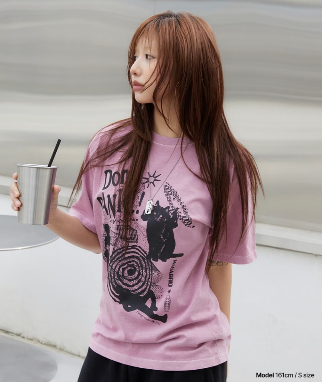 마하그리드 돈패닉 피그먼트 반팔 티셔츠 핑크 상품이미지1