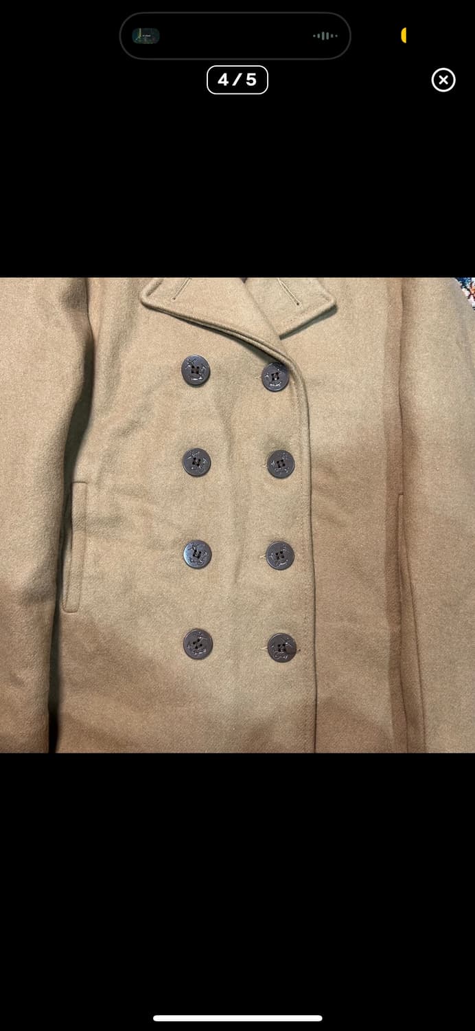 [L] made in usa 00s 쇼트 미해군 베이지 피코트 상품이미지4