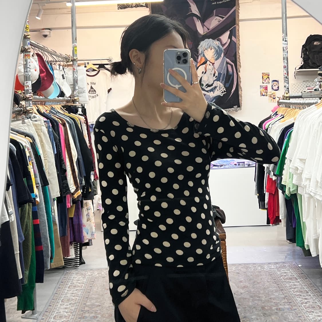 요지야마모토 Y’s 도트패턴 롱슬리브 상품이미지1