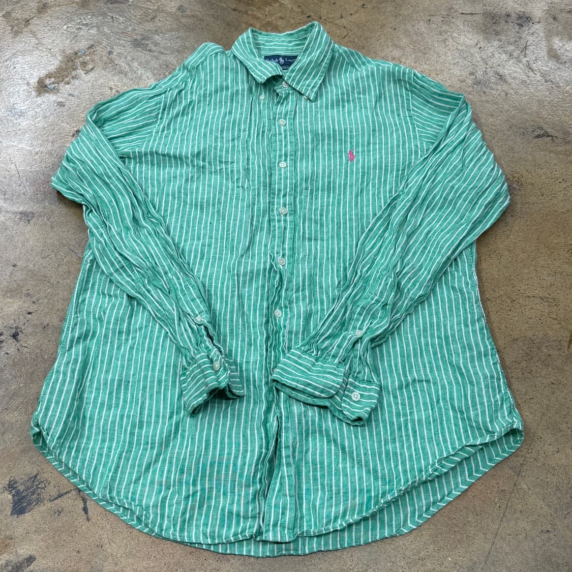 [정품/L] 폴로 랄프로렌 스트라이프 셔츠 그린 b16 상품이미지2
