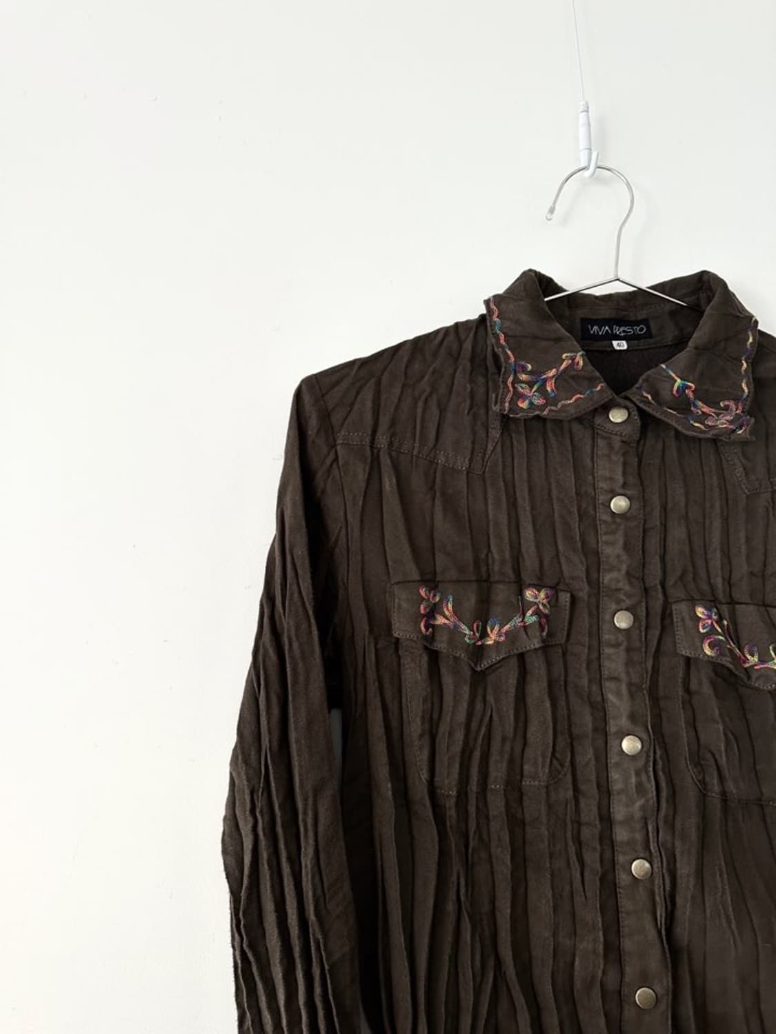 Rainbow embroidery suede shirt 상품이미지3