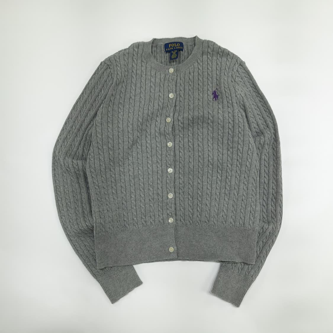 CN123W XL 폴로 랄프로렌 그레이 케이블 꽈배기 긴팔 니트 가디건 상품이미지1